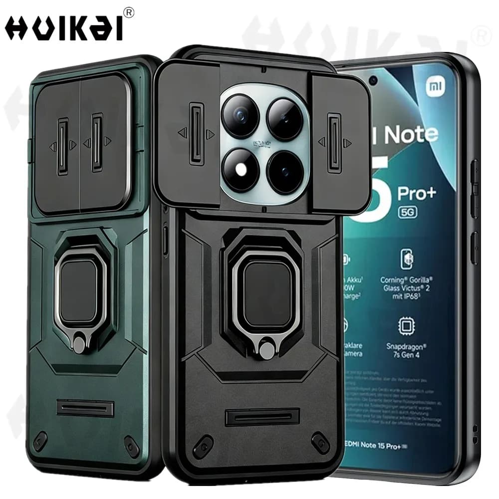 Custodia Protettiva Antiurto con Supporto per Fotocamera e Kickstand per Xiaomi Redmi Note 15 Pro+ Plus 5G 4G Redmi Note 15 Pro 15