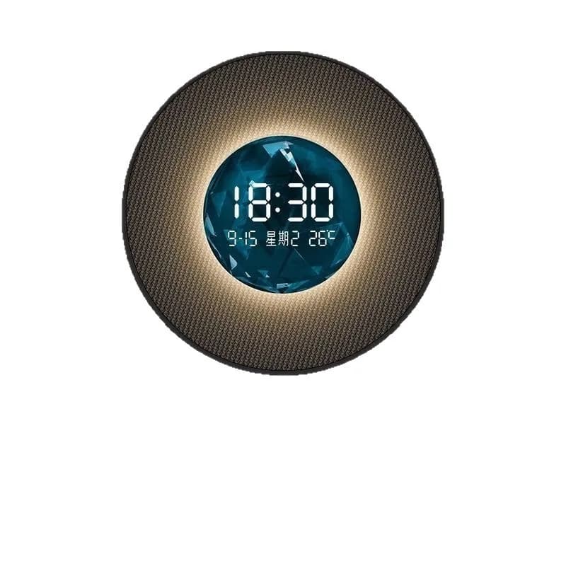 Round Wall Clock Living Room Decorative Painting Advanced Sense Entrance Electronic Clock Lighting Mural Watch Wall Clock