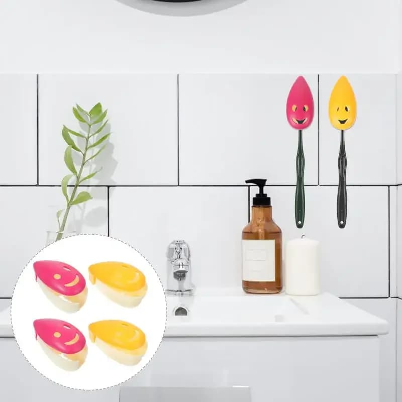 4 supporti per spazzolino antibatterico Smile Face a ventosa (colore casuale)