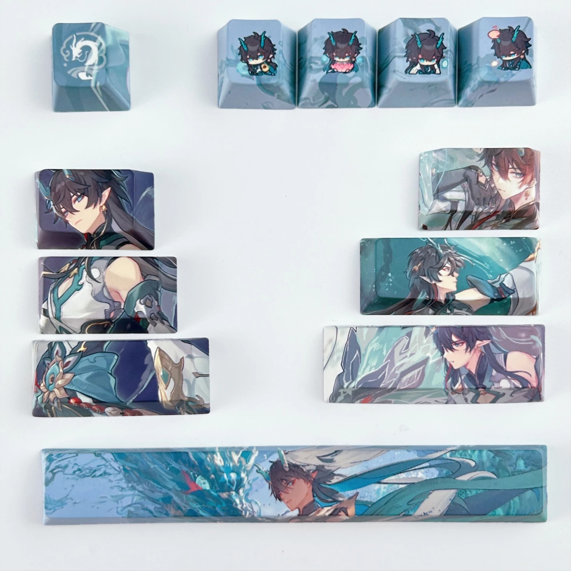 MAIMOOO Set di 12 Tasti PBT Profilo Cherry Dan Heng Honkai: Star Rail Anime Game per Tastiera Meccanica Phainon Jing Yuan