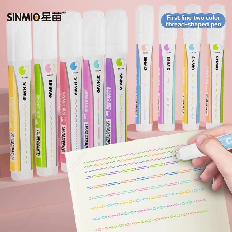 6 pezzi/set penne per contorni a forma di amore evidenziatore pennarello con punta a rullo curva cancelleria carina materiale scolastico per graffiti Kawaii