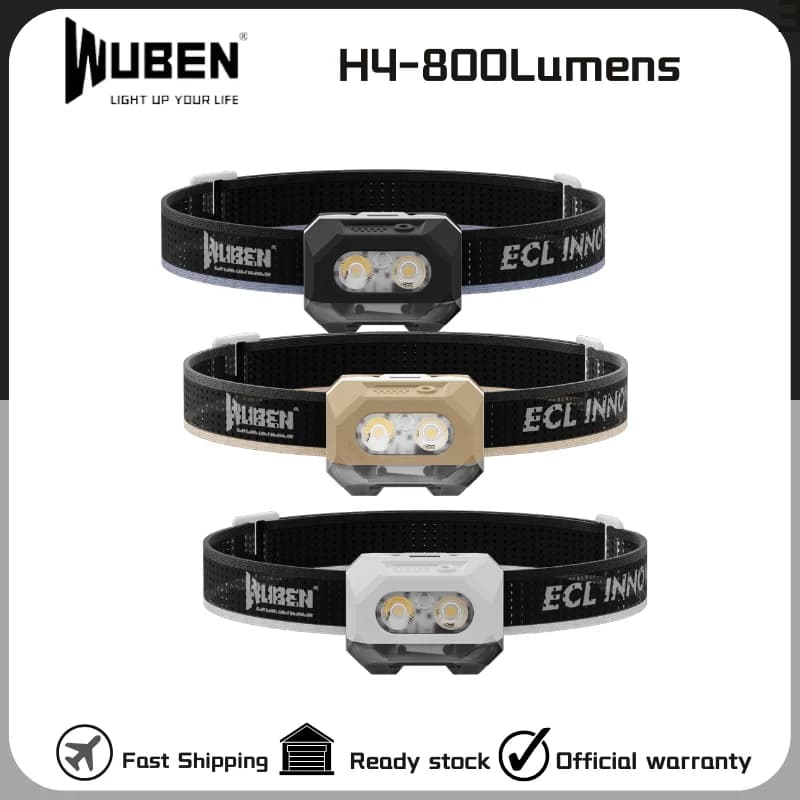 WUBEN H4 Sensore di movimento per lampada frontale a LED ricaricabile da 800 lumen, torcia frontale con batteria