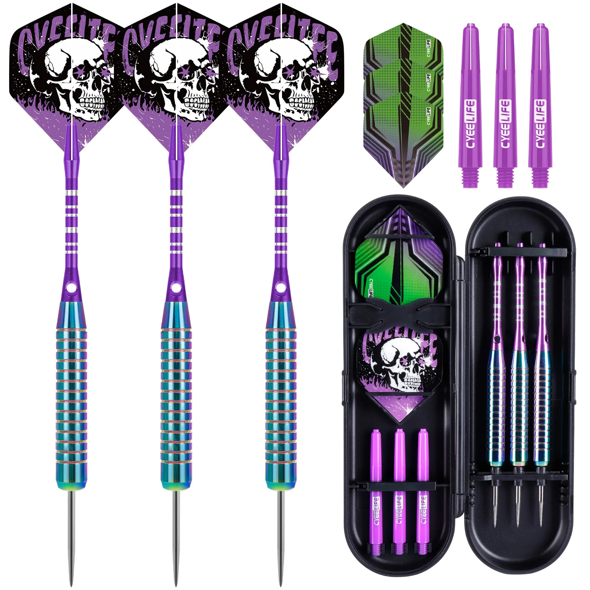 Cyeelife 23 g di freccette con punta in acciaio Skeleton Knight, set di 3, freccette colorate