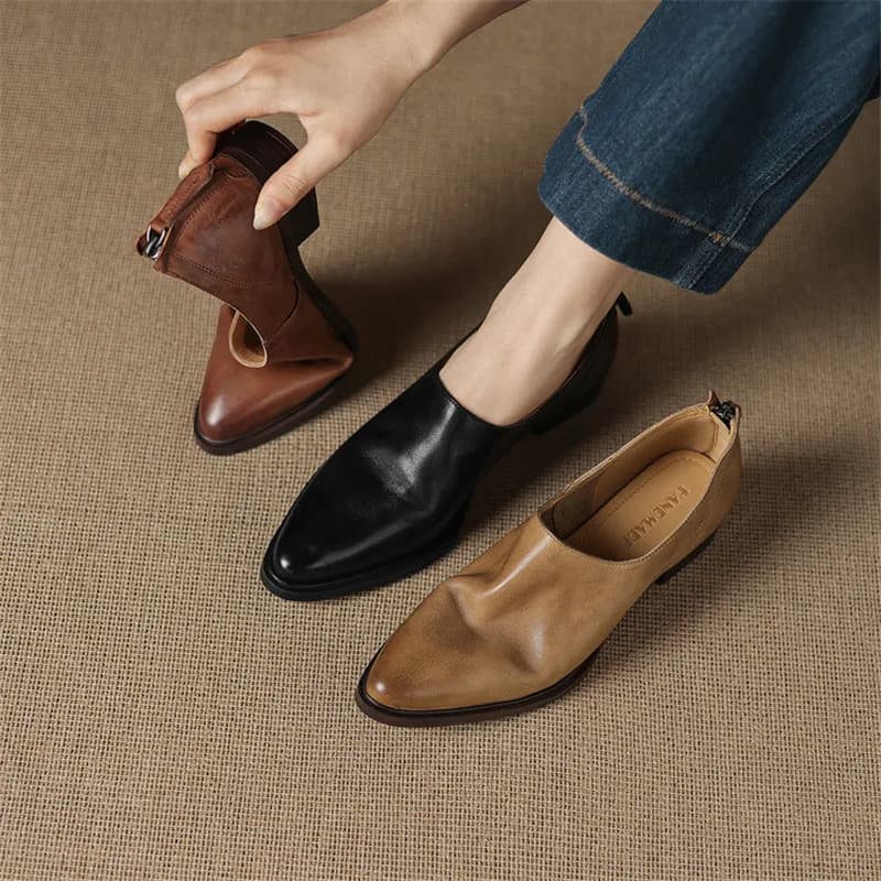 Nuova primavera/autunno scarpe da donna in vera pelle moda scarpe a punta per le donne tacchi bassi pompe da donna mocassini per il tempo libero fatti a mano