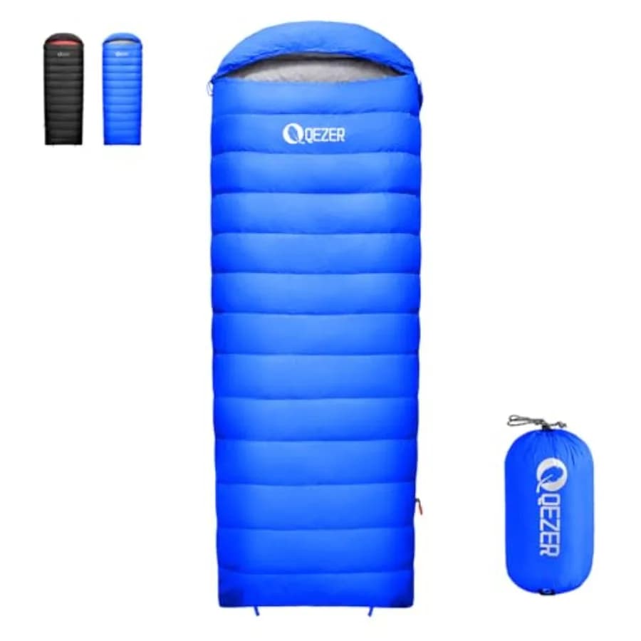 Sacco a Pelo in Piuma per Adulti, 600 Fill Power, Ultraleggero e Compatto con Sacca di Compressione per Backpacking, Campeggio, Escursionismo