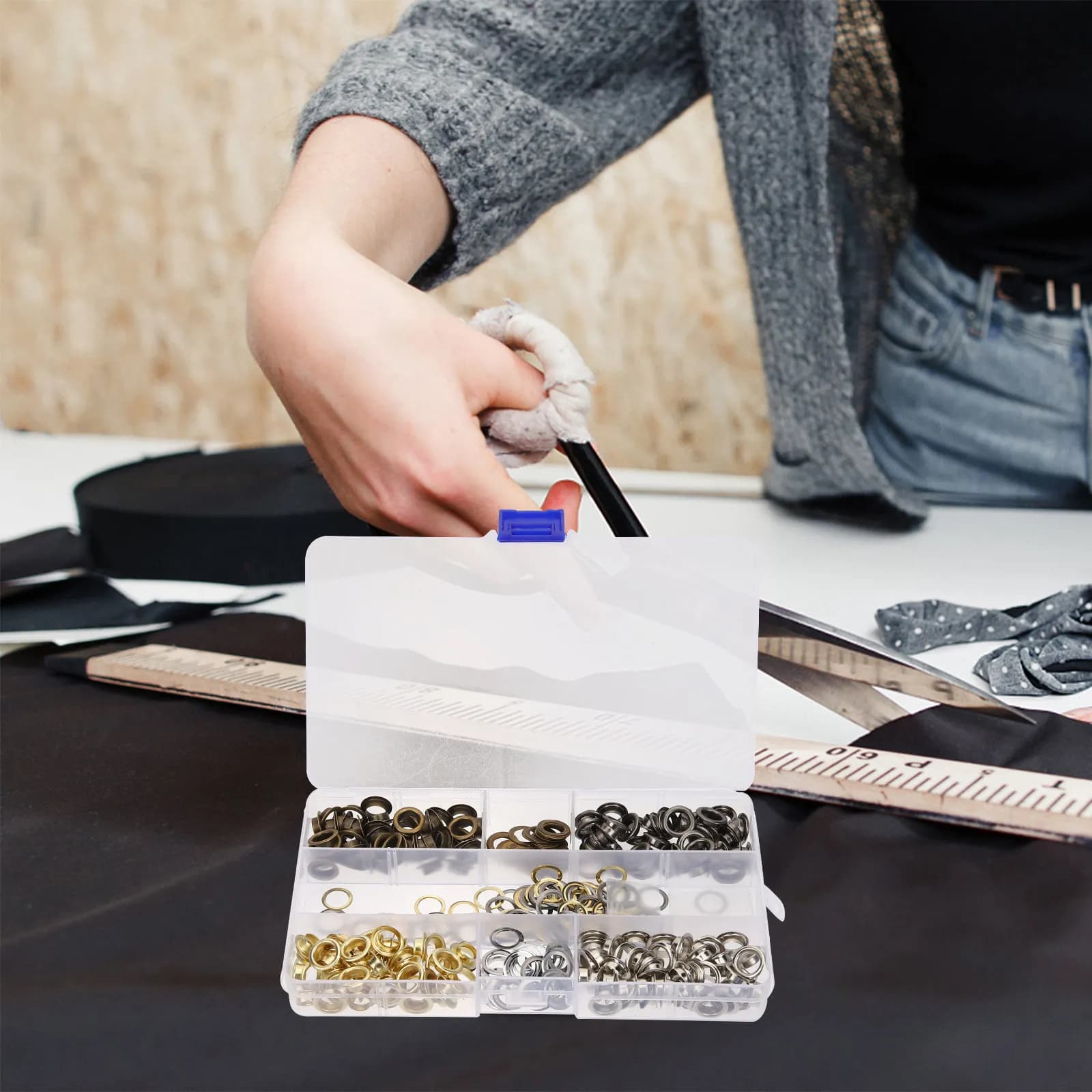 Set Premium di 1 Kit di Attrezzi per Bottoni a Pressione in Metallo con Leva a Molla per Abbigliamento, Artigianato e Cucito