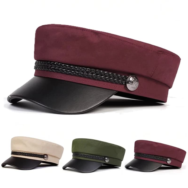 Cappelli militari unisex con fibbia bianca, cappellini da baseball a punta piatta per donna, cappello da cadetto per sport all'aria aperta, protezione solare