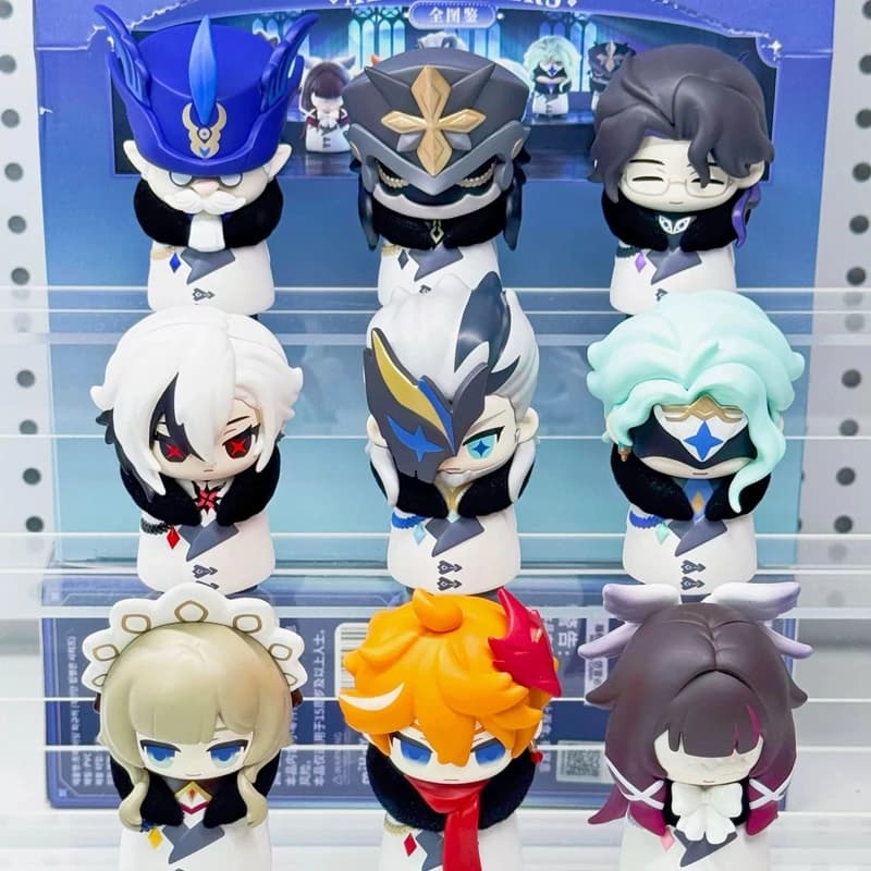 Genuine Genshin Impact Fatui Harbingers Chibi Blind Box Pulcinella Anime Figure Capitano Mystery Box Dottore Modello Ornamento Regalo