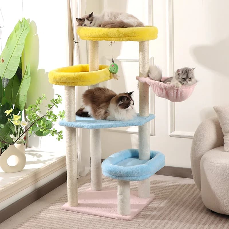 Luxury Cat Tower Colorful Integrated Cat Tree Allows Cats To Climb Scratch Claws & Naps Happy Indoor Playground Factory Direct