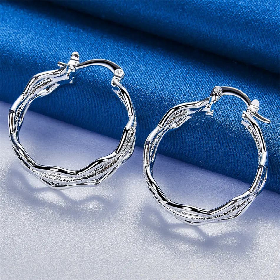 1 paio di orecchini a cerchio delicati rotondi multistrato in argento sterling 925 da 27 mm per le donne Accessori regalo per feste Gioielli di moda