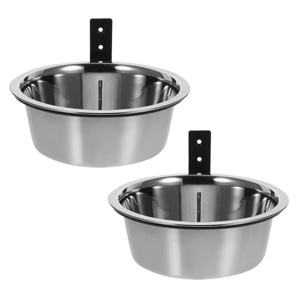 2 Set di Ciotole Rialzate per Cani, Stazione di Alimentazione per Animali Domestici Montata a Parete, Ciotole Sospese in Acciaio Inossidabile per Cibo e Acqua, Ideali per Gabbie, Recinti e Cliniche