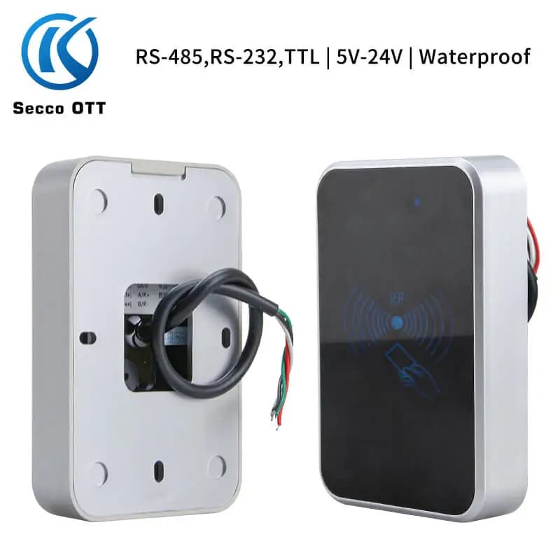 RS232 NFC Esterno Impermeabile 24V RS485 Formato di livello TTL Opzionale DC9 ~ 16V 5V Lettore di schede RFID Supporto 13,56MHZ/125KHZ prossimità