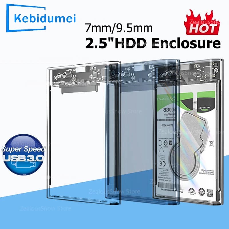 Custodia per disco rigido esterno USB3.1 Custodia per disco rigido trasparente da 2,5 pollici Custodia per disco rigido SSD veloce da 5 Gbps da USB a Micro Type-C SATA HDD