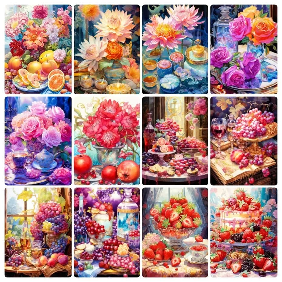 Diamond Painting Fruit Flower Grape Landscape Diamonds Mosaic Handmade Art Exquisite Creative Gift Home Decoration