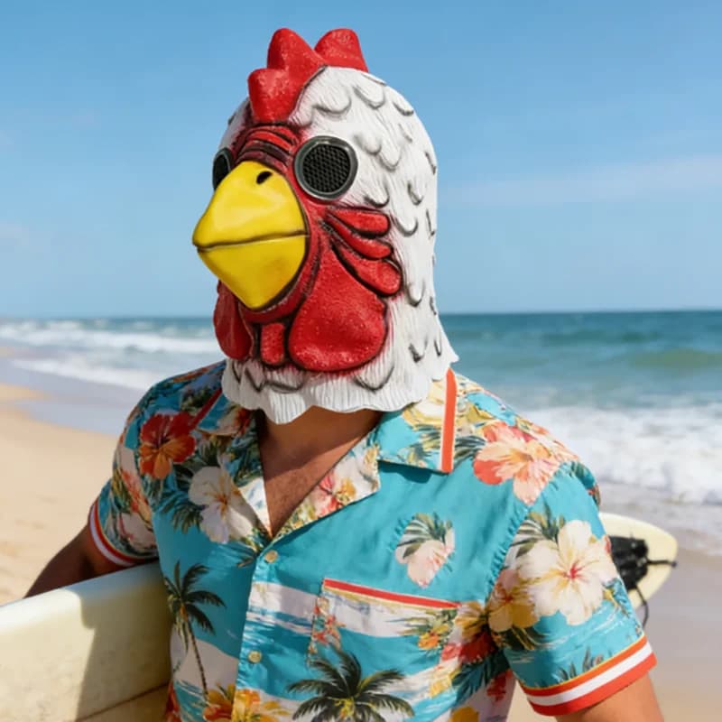 Hotline Miami Richard Maschera di gallo, Cosplay Divertente Copricapo di animale Maschera di gallo bianco Maschera di lattice per adulti per feste di Halloween