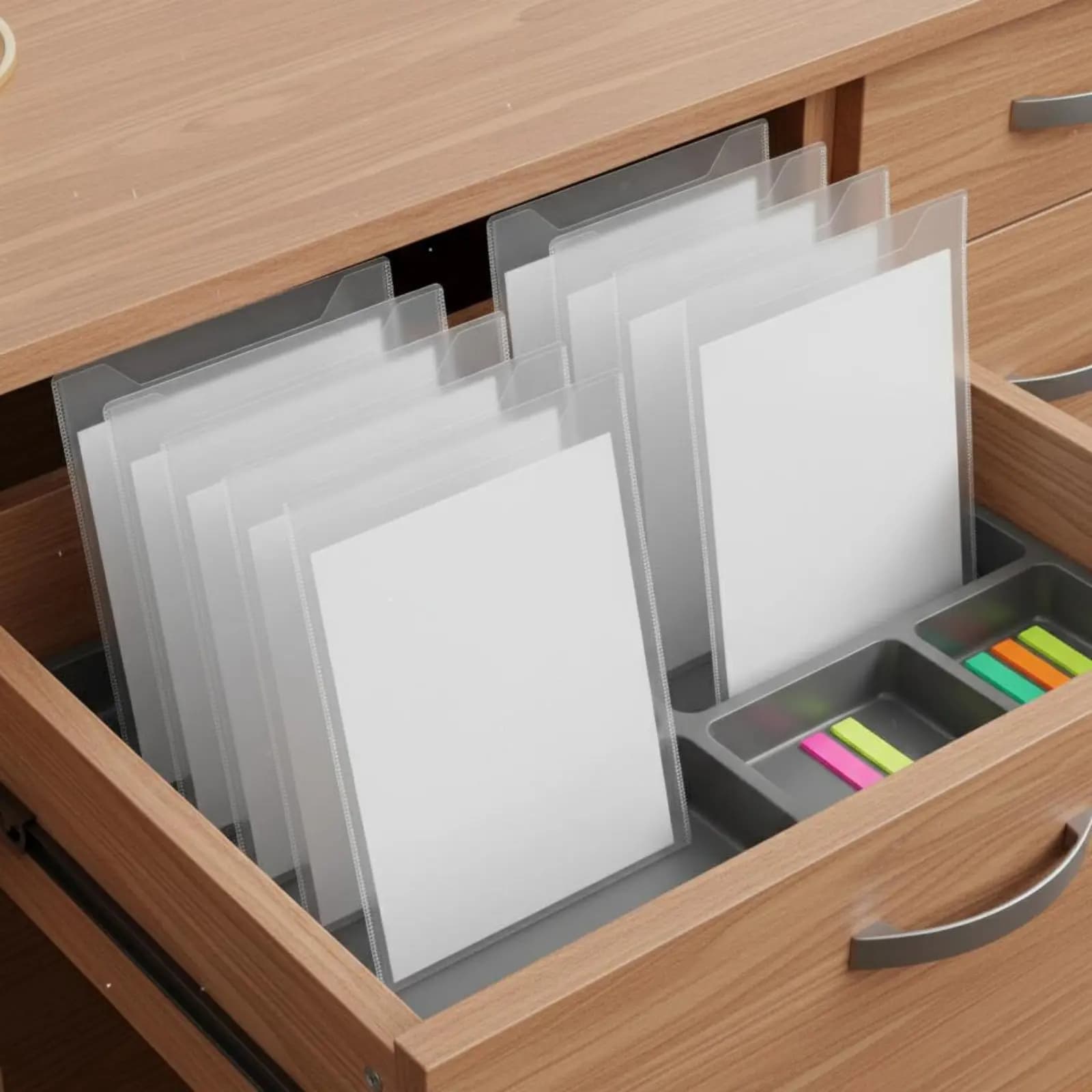Cartella portadocumenti trasparente con linguette colorate, borsa per documenti piatta, custodia per documenti, resistente agli strappi, forniture per ufficio, leggera, per studenti