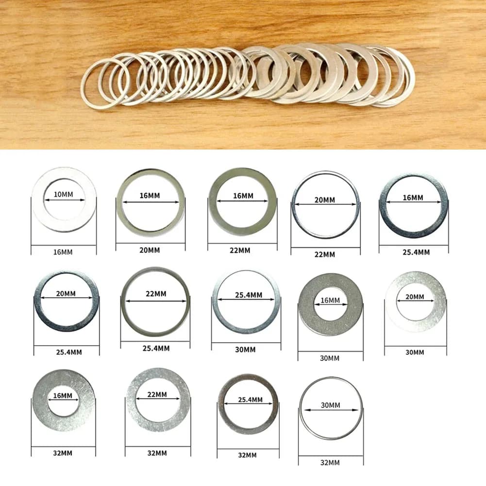10pc Lama per sega circolare Anelli di riduzione Set di conversione per anello 16/20/22/25.4/30/32MM per adattatore per rondella da taglio per utensili per la lavorazione del legno