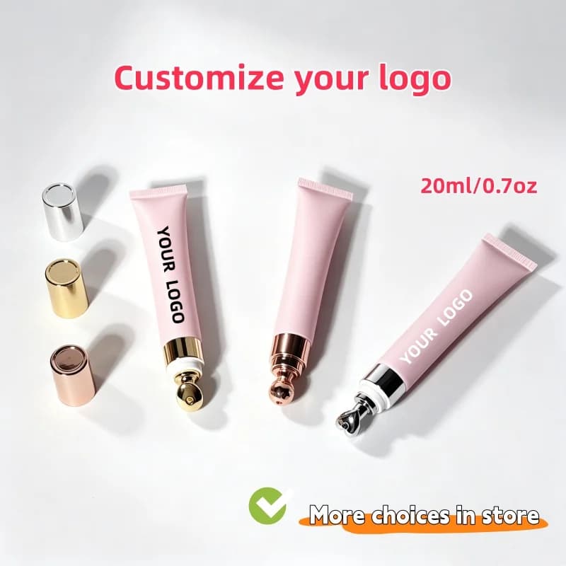 【Logo personalizzato】50 tubetti rosa chiaro da 20 ml personalizzabili fai-da-te, riempibili con olio idratante trasparente per labbra piene e luminose