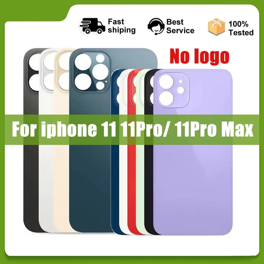 Vetro posteriore OEM per iPhone 11 Pro Max, cover posteriore per batteria iPhone 11, scocca posteriore con foro grande, custodia in vetro posteriore senza logo