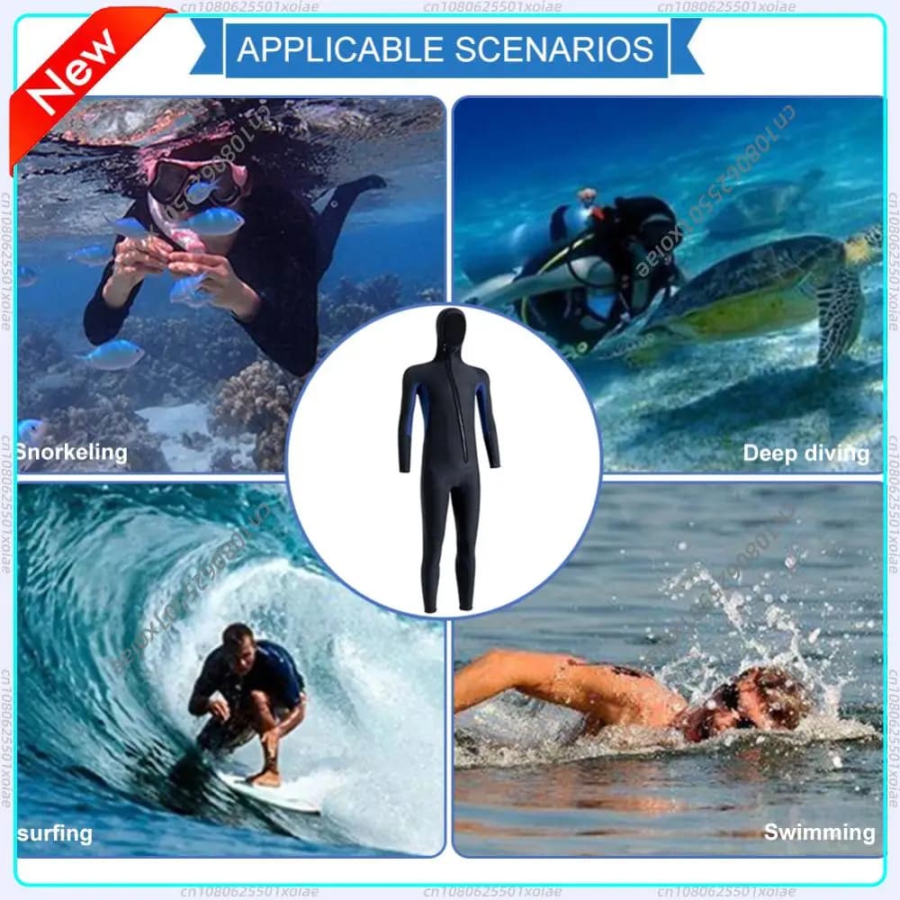 Neoprene diving and surfing clothing with Unisex hood, Snorkeling and Surf Costume, Cold Resistant, Elastic, Anti-scratch, Water Sports Equipment