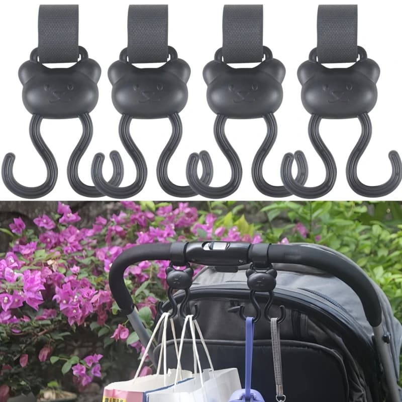 Baby Stroller Hooks Plastic Pram Buckles Clips Carabiner Multifunction Household Trolley Diaper Bag Organizer Hook Pram Hanger