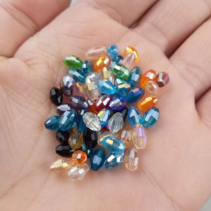 100pcs 4x6mm Spacer Water Drop Beads AB Shine Glass Crystal Beads bracciali per le donne accessorio perline per la creazione di gioielli