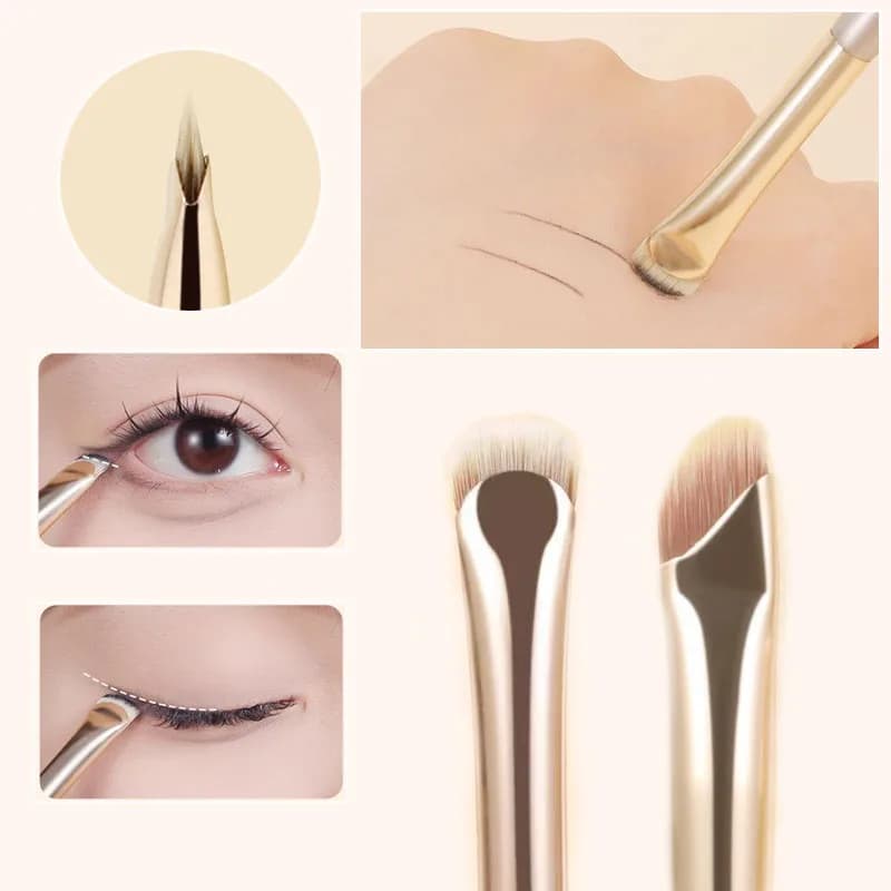 Eyeliner Brush in Mezzaluna (2/5 Pieces) - Eyeliner Makeup Tool and Eyeliner, Semi Round Blade Brush for Eyeliner - Improved Version