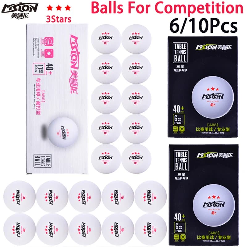 6/10 palline da ping pong a 3 stelle per allenamento e competizione, resistenti, in nuovo materiale, bianche, per allenamento e competizione.