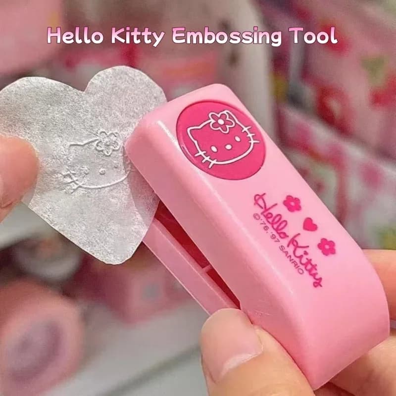 Kawaii Hello Kitty Timbro in rilievo Sanrio KT Cat Mini macchina per goffratura per la creazione di carte Scrapbooking Strumento artigianale fai-da-te