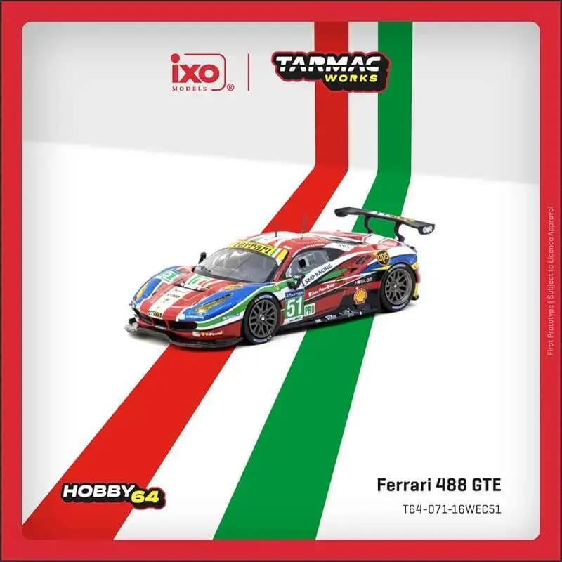 Disponibile Tarmac Works 1:64 488 Ferrari GTE 24h di Le Mans 2016 Modellino Auto in Metallo da Collezione Giocattoli TW