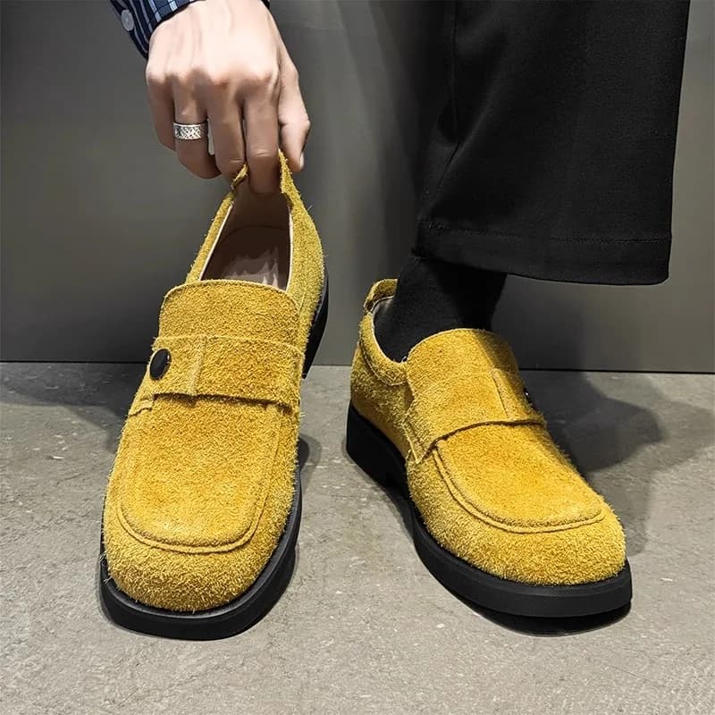 Classic casual shoes in suede cow style retro Versatile work shoes in luxury leather Moccassini men's comfortable