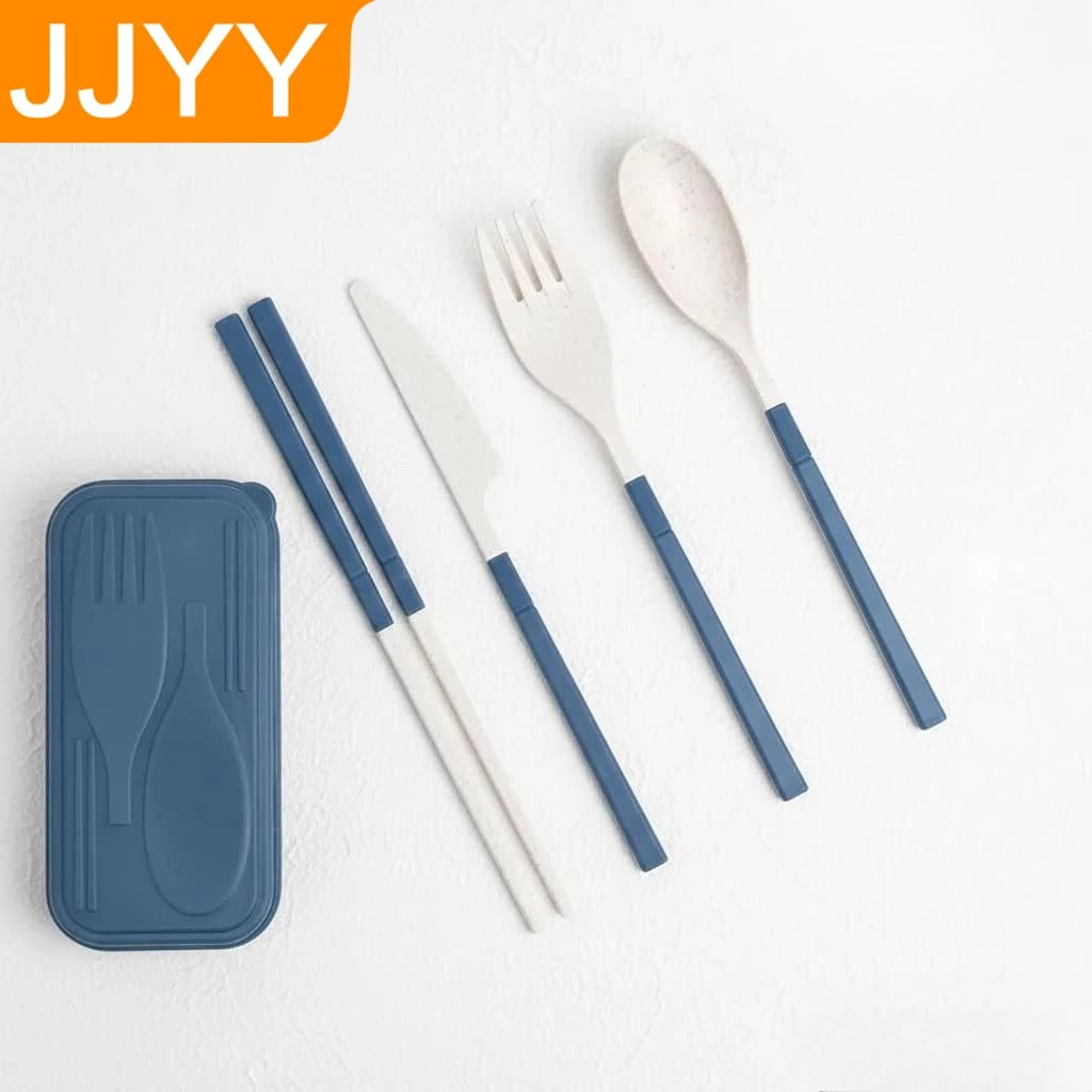 4 piece portable travel cutlery set, includes knife, fork, spoon and wands, light kitchen utensils kit for moving kitchen