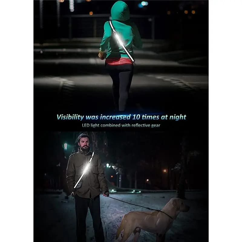 ABXY LED Reflective Belt Walking Gear,Safety Light for Walkers At Night,Safety Rechargeable Reflective Running Gear,Green