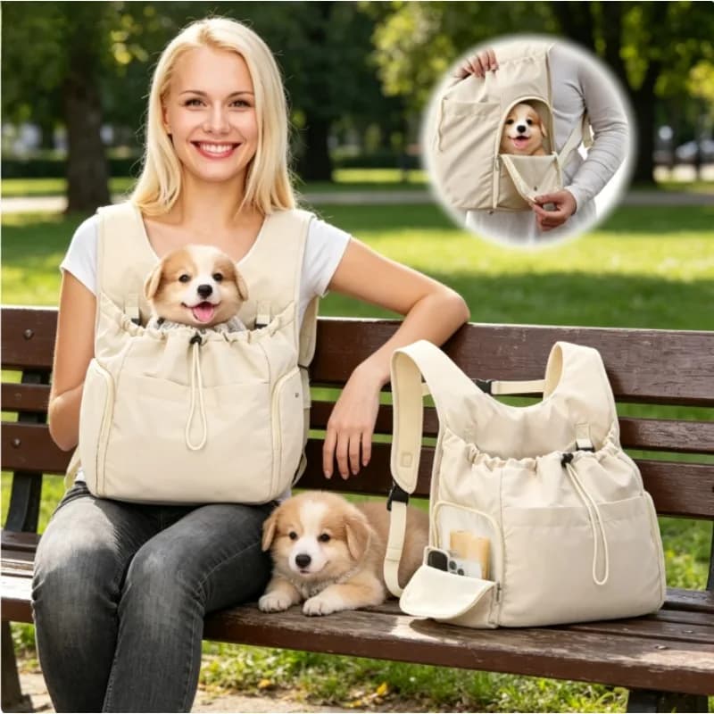Zaino pet carrier traspirante per gatti e cani, ampio spazio, portaoggetti frontale, portatile per escursioni e viaggi all'aperto