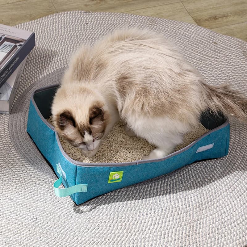 Lettiera pieghevole semi chiusa per gatti, portatile, impermeabile, in tessuto Oxford, WC aperto per gatti, forniture per animali domestici, grande lettiera per gattini