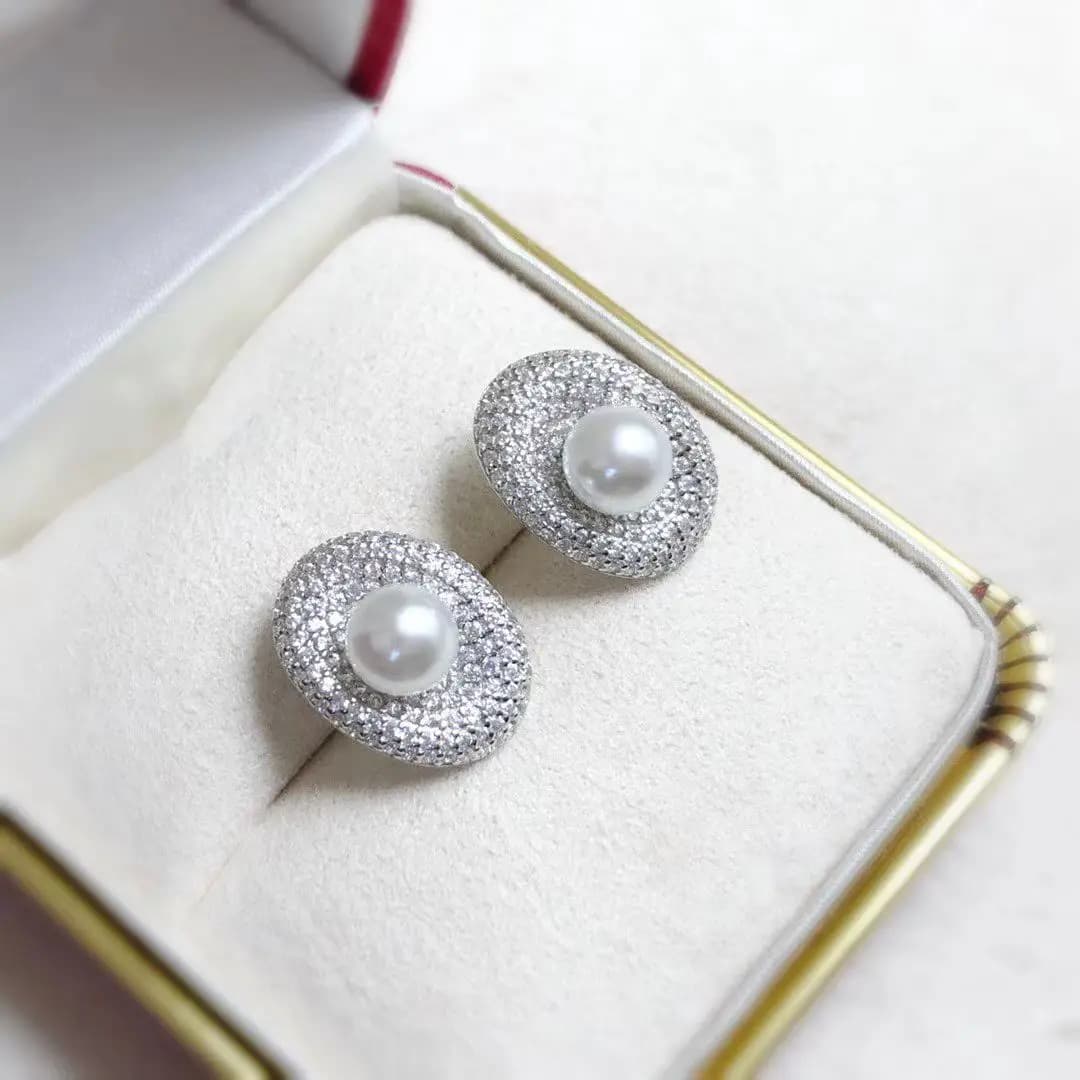 Orecchini in argento sterling S925 all'ingrosso Montaggio Risultati Impostazioni Base Parti di montaggio Accessorio per perle da 4-5 mm 5 paia/lotto