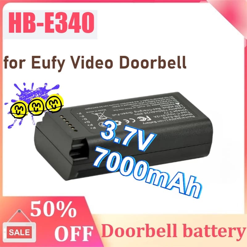 Nuovo HB-E340 per Eufy Video Doorbell E340 3.7V 7000mAh Batteria ricaricabile agli ioni di litio