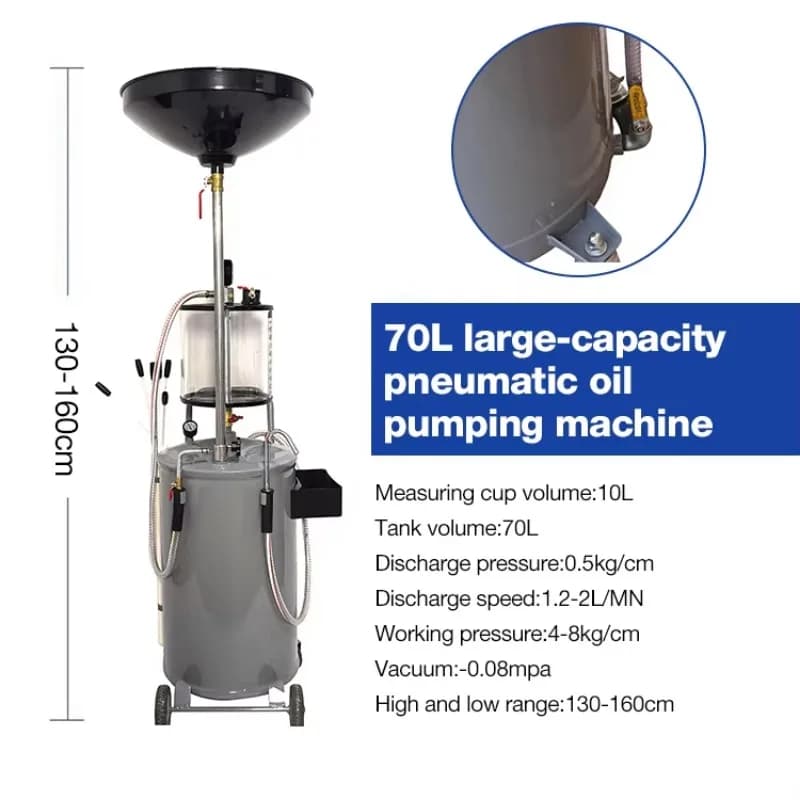 Estrattore d'Olio Manuale Industriale da 18 Galloni, Pneumatico, ad Aria Compressa, per Trasferimento Fluidi e Carburante, con Serbatoio Sollevabile