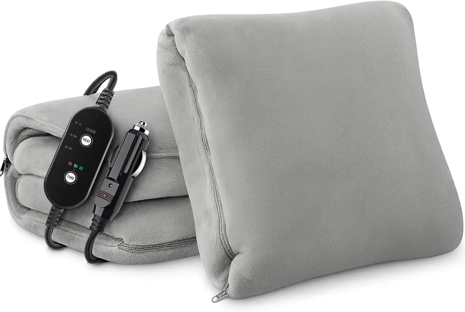 Coperta Riscaldata Portatile per Auto 12/24V, 3 Livelli di Riscaldamento, Lavabile in Lavatrice, in Flanella, 60x44 Pollici per Campeggio e Viaggi