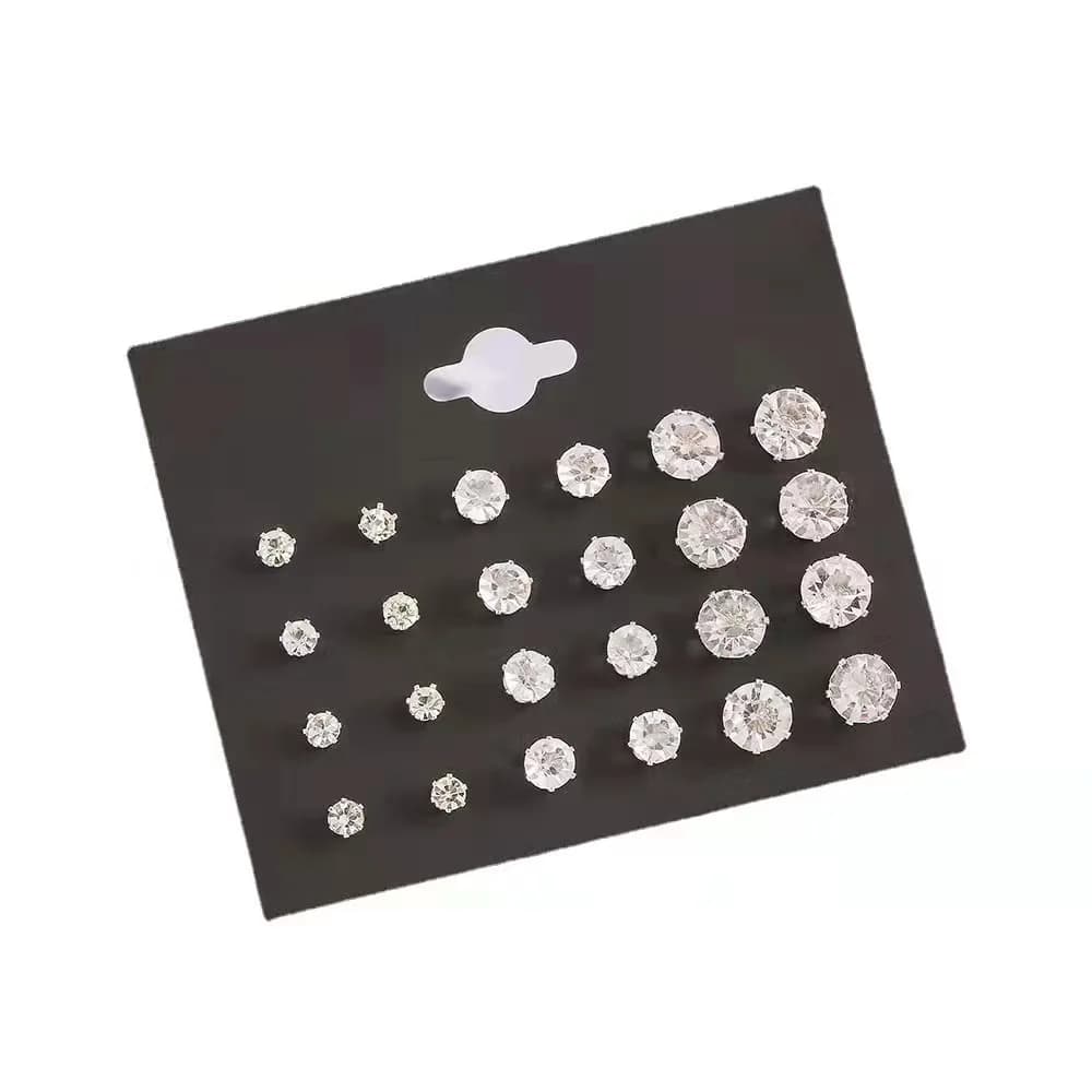 12 paia/pacco nuovi orecchini da sposa bianchi lucidi set per donna uomo accessori di gioielli in cristallo per orecchini gioielli Oorbellen
