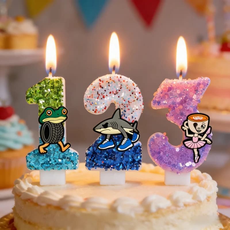 Candela a Tema Tung Tung Sahur Chimpanzini Banaini Tralalero Tralalashark Numero 0-9 per Decorazione Torta di Compleanno e Regali Baby Shower