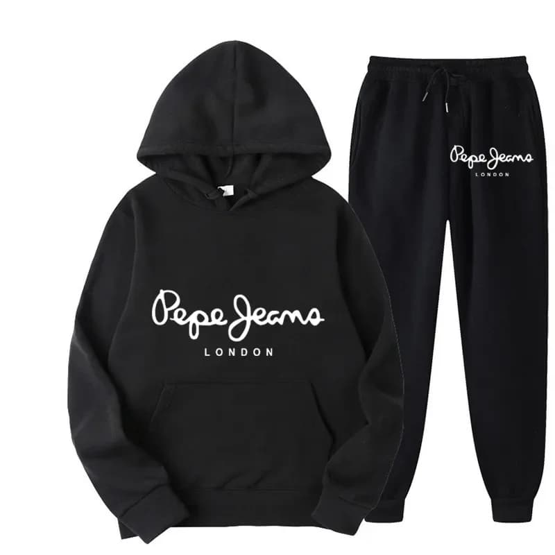Men's sports suit autumn/winter 2026 with animal print: hood sweatshirt and trousers, ideal for running and everyday use.