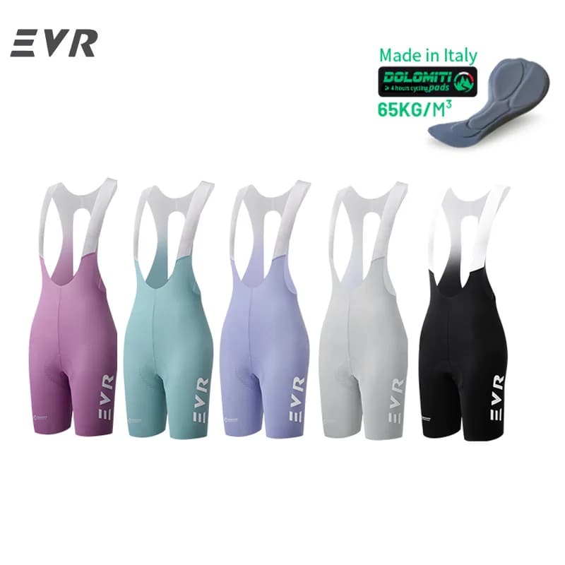 EVR Summer Women's Cycling Bib Shorts One-piece Cut Bib Shorts Double Arrow Pants Long Distance Quick-Drying Cycling Shorts