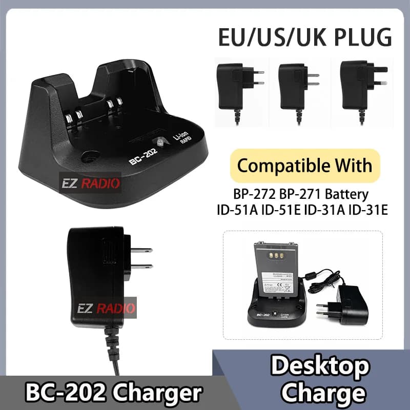 BC-202 Rapid Charger Replacement Compatible with ICOM ID-31A ID-31E ID-51A ID-51E BP-307 BP-272 BP-272Li BP-271 Battery Charger