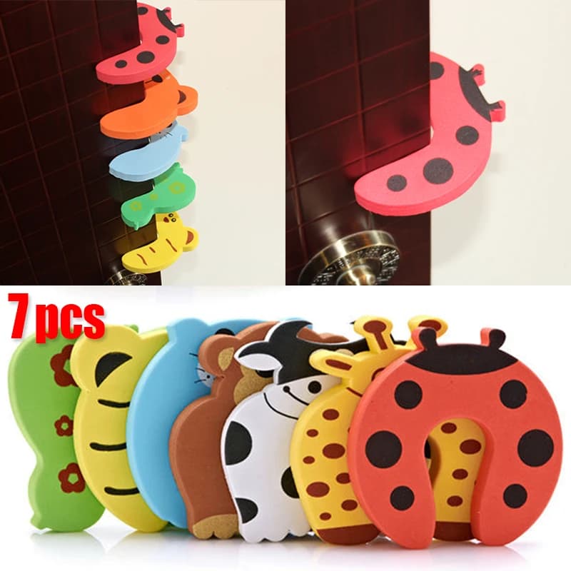 7 pz/set EVA Bambini Fermaporta Clip per porta Supporto per fermaporta per bambini Maniglia per porta Protezione da parete Serrature di sicurezza per bambini Protezione per le dita