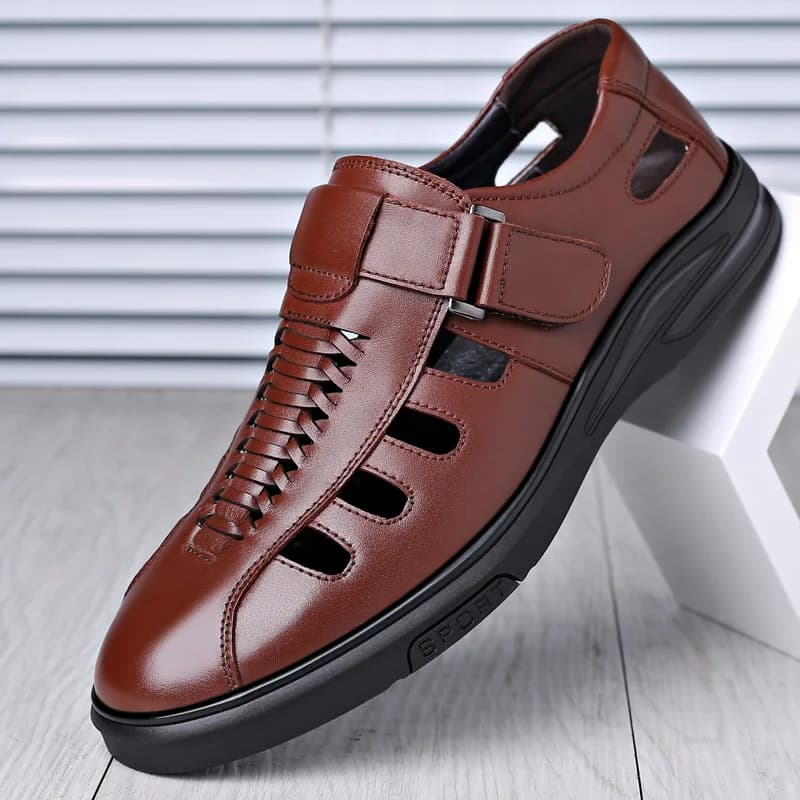 Fashionable men's perforated leather covers, soft and breathable - 5888