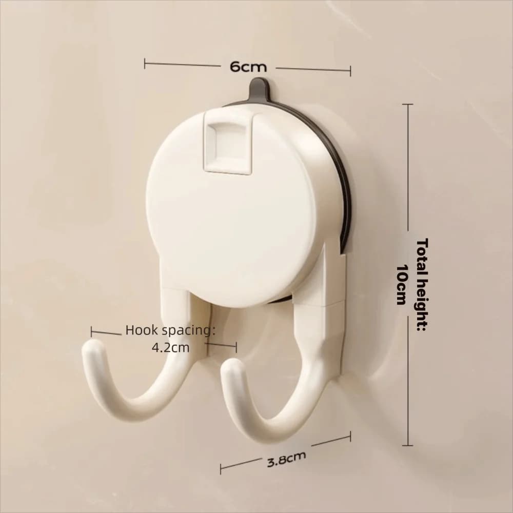 Durable No Drill Suction Cup Double Hook Press Type Wall Organizer Bathroom Hooks Removable Door Back Clothes Hook Bathroom