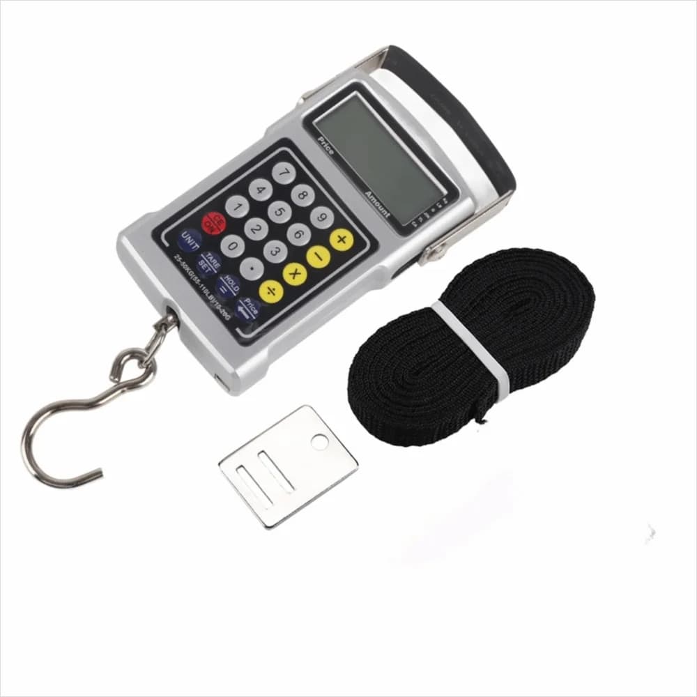 ABS Electronic Fish Hook Scale Silver 7 in 1 Function Digital Hanging Scale LCD Display Portable Luggage Weighing Scale