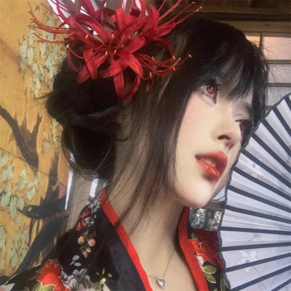 Lycorisradiata Fermaglio per capelli fiore Stile coreano Panno Simulazione Fiore Forcine Accessori per capelli Bastone per capelli Hanfu stile bohemien