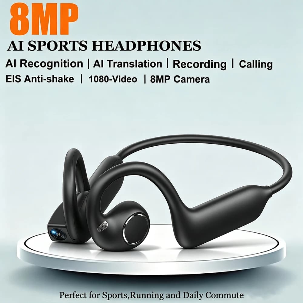 New Shooting Smart Camera Earphone 8MP Photo Video Voice Recording WiFi Transfer Bluetooth Call AI Translator Wearable Headset